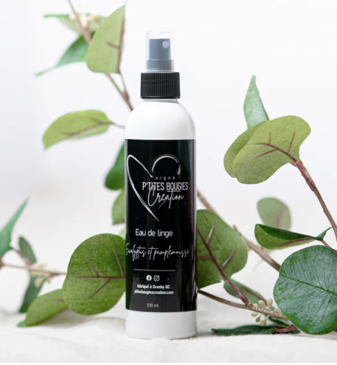 Bruine d'ambiance et eau de linge - Eucalyptus et pamplemousse - 230ml - P'tites bougies création